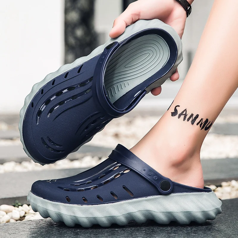 

Thick-soled Hollow-out Shoes Men's Sandals Men's Jelly Outdoor Beach Shoes Slippers EVA Garden Shoes
