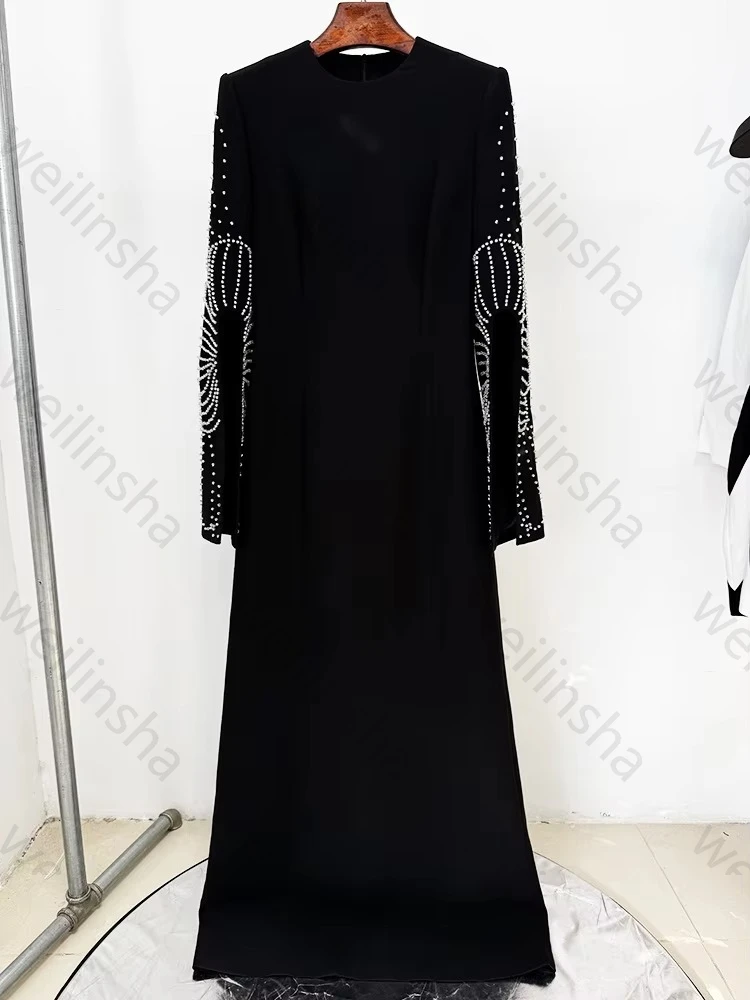 

Элегантные вечерние платья с круглым вырезом и длинными рукавами, роскошное платье с вышивкой из бисера, изысканные платья высокого качества для выпускного вечера по индивидуальному заказу