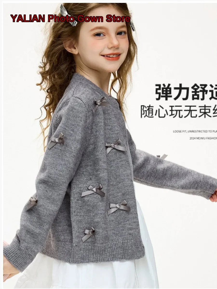 Princess Yanyuan Girls Knit Top Pure Cotton Elegant Spring Autumn 2026 for Big Kids Older Kids