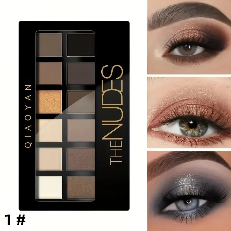 Palette de fards à paupières nus 12 couleurs, tons neutres, mat et scintillants, maquillage mélangeable longue durée pour débutants et professionnels