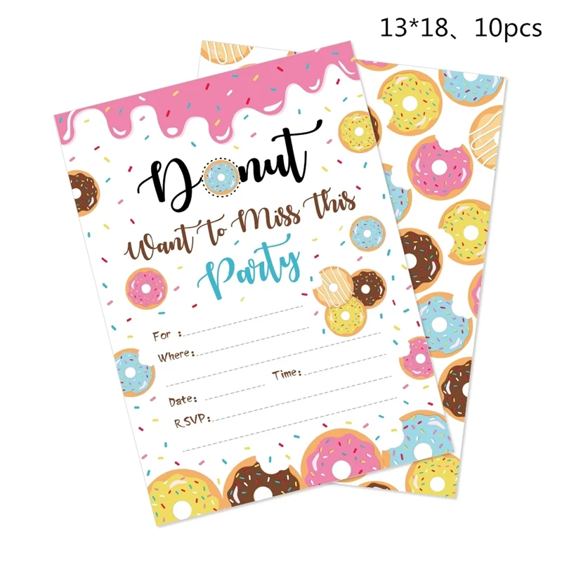 Donuts Printing Festive Birthday Party Invitation Card Birthday Party Decorations For Girls Baby Shower Supplies