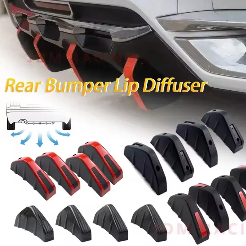 4pcs/set Car Rear Lower Bumper Lip Diffuser Spoiler Shark Fins Wing Splitter Spoiler Universal Car Modified Accessories