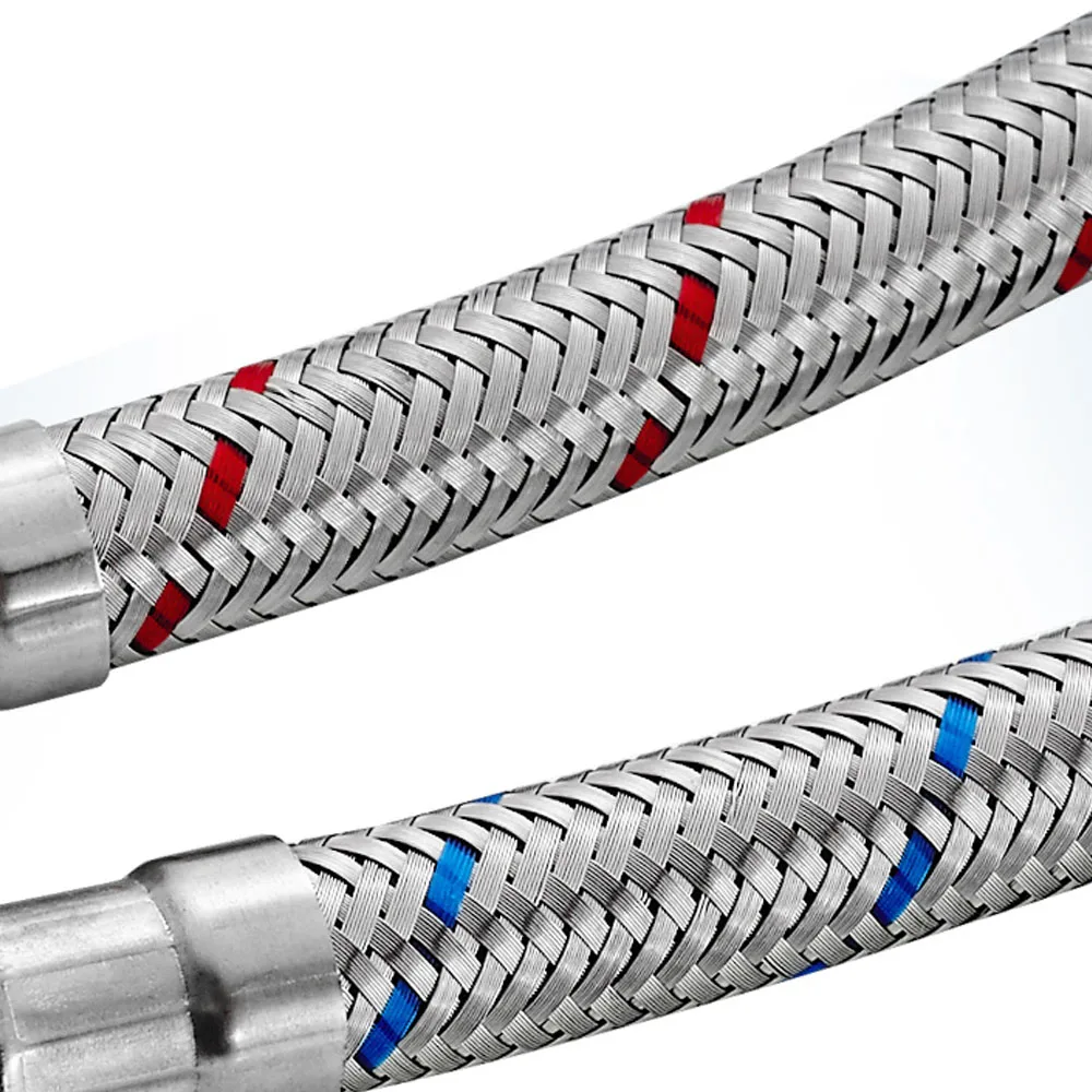 G1/2 G3/8 G9/16 50cm 1 para Elastyczne rury hydrauliczne ze stali nierdzewnej do kranów mieszających zimną i ciepłą wodą, przewody doprowadzające wodę, części łazienkowe — zdjęcie 4