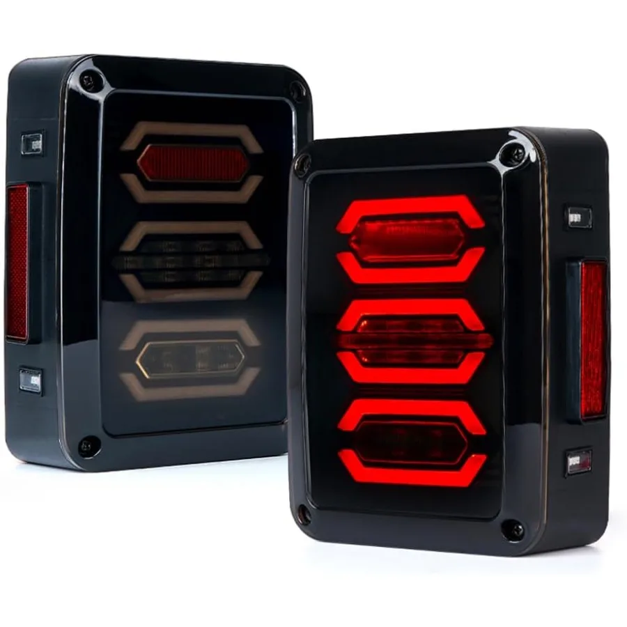 

LED Tail Lights Compatible with Jeep Wrangler JK JKU 20072018 Rear Taillights w Turn Signal Back Up Brake Light Plug Play Smoke