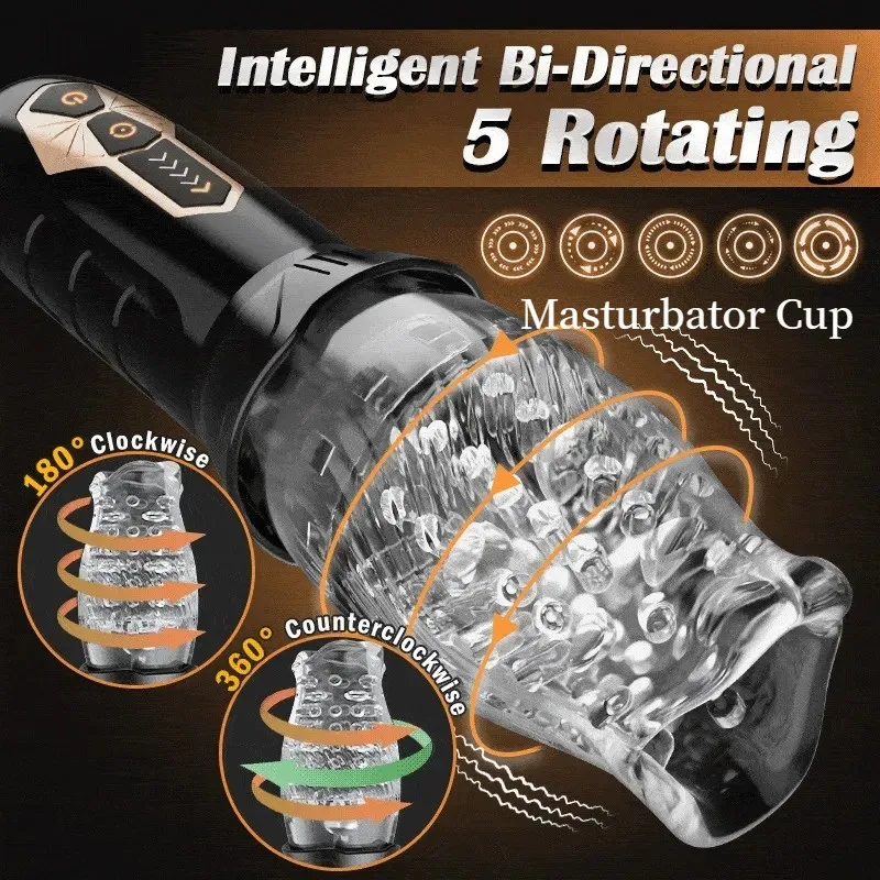 Automatic Electric 360° Rotating Sucking Male Blowjob Piston Masturbator Cup Vagina Real Oral Vibrator Machine Sex Toy Adult 18+