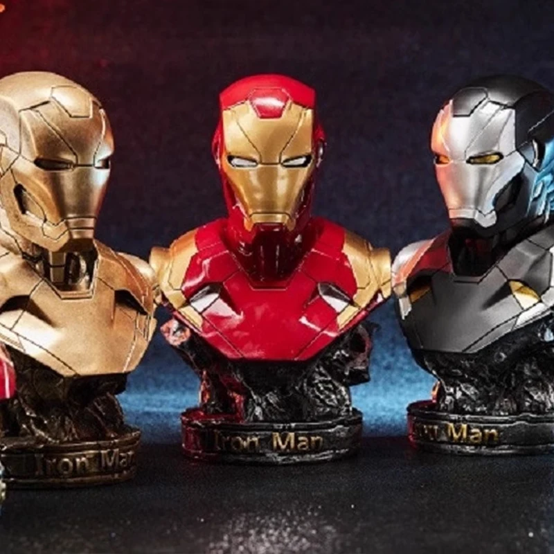 Avengers Iron Man Anime Figures Peripheral Marvel Black Panther Bust 1:1 Figure Model Home Ornament Large Resin Collection Gifts