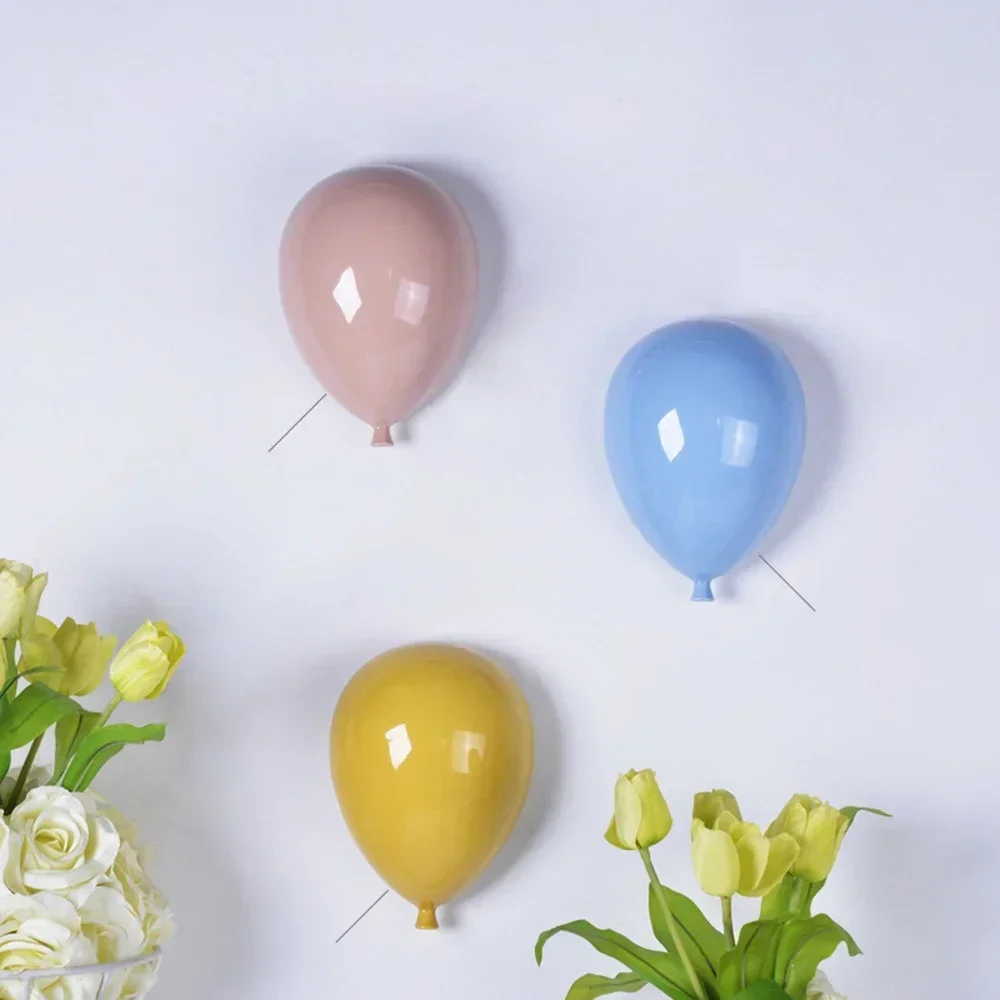 Wall-Mounted Ceramic Balloon - Hanging Sculpture for Children's Room, Simple Home Decor & Creative Gift Decoration!