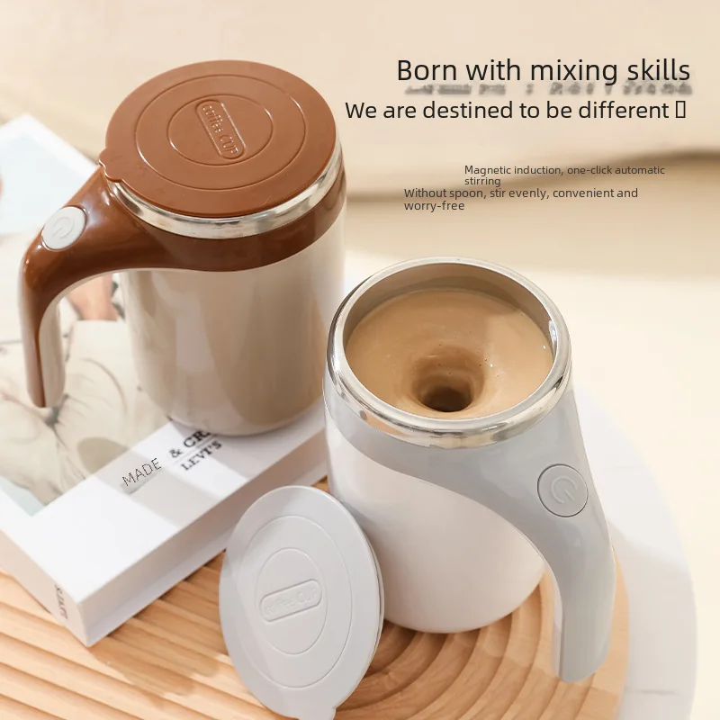 Automatic Mixing Cup 304 Stainless Steel Printable Gift Giving Magnetic Electric Rotating Coffee Cup Mug Middle finger Bubu dudu