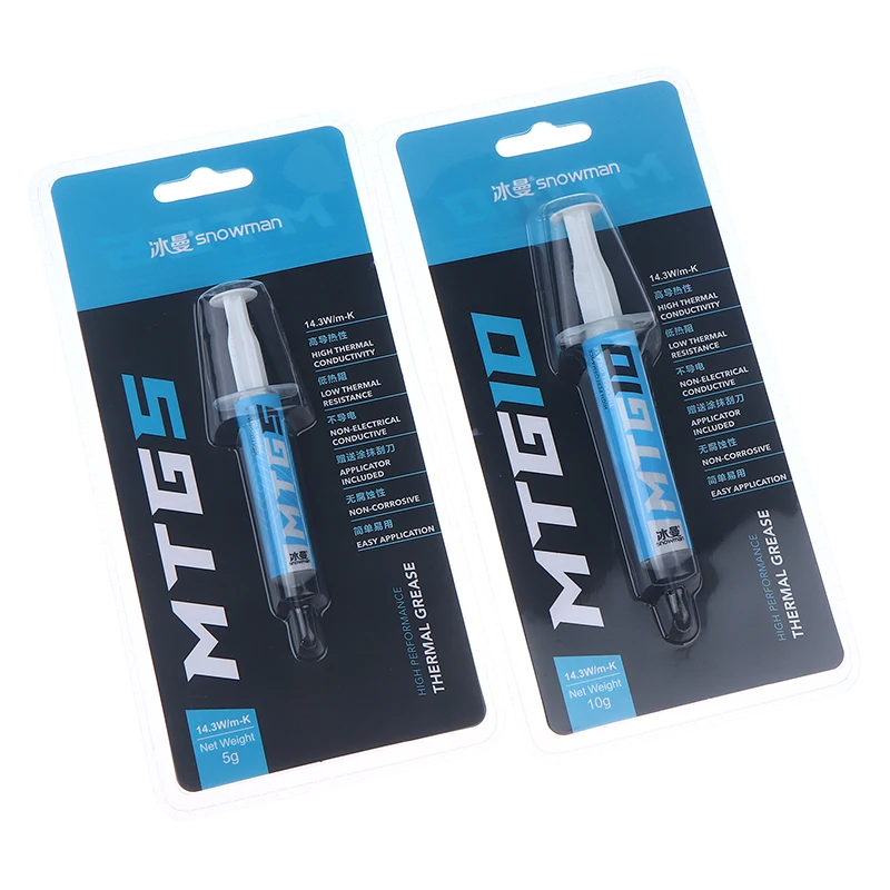 1 قطعة 5 جرام/10 جرام حقنة MTG5/MTG10 معجون الشحوم الحراري موصل 14.3 واط/mk لشحوم الكمبيوتر المكتبي المحمول بطاقة الرسومات رقاقة