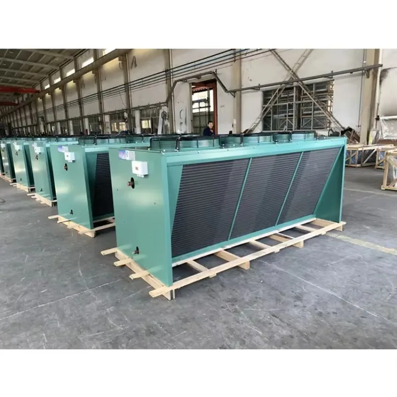 V Type Air Cooled Refrigeration Condenser Copper Tube Oil Heat Exchanger For Commercial Cold Room Refrigeration