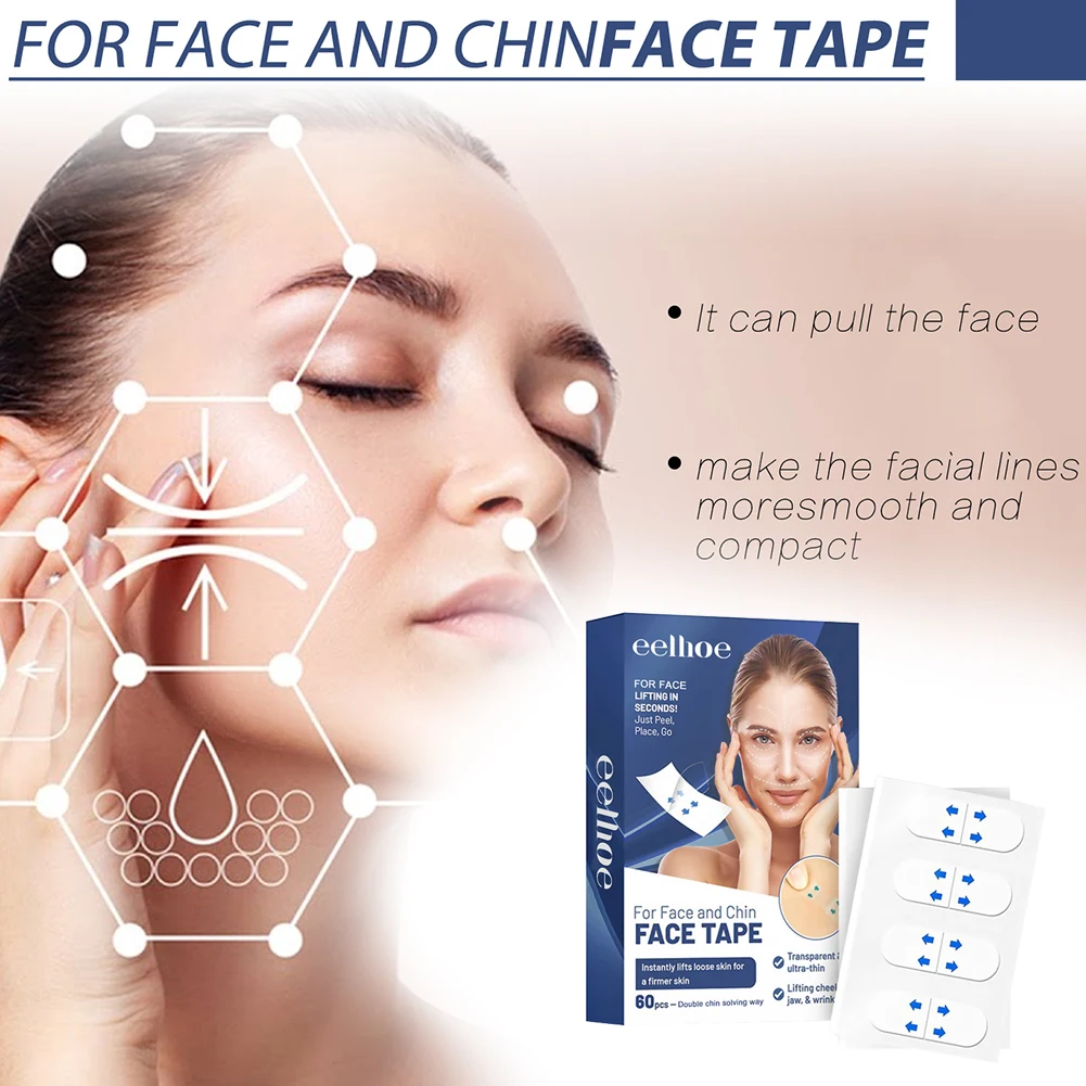 Portable Facial Lifting Strips 60pcs Ingredient Safety Anti Wrinkle Beauty Stickers Waterproof Elastic for Face Forehead Neck