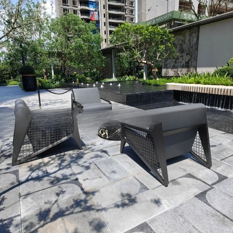 Outdoor sofa stainless steel courtyard villa garden model room sales department balcony leisure garden furniture