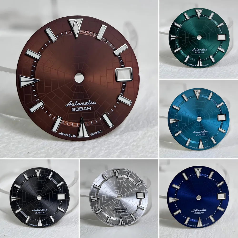 28.5mm NH35 NH36 Dial S Logo Spider Sunburst 6 Colors Single Date Aftermarket Watch Upgrade Mod  Parts