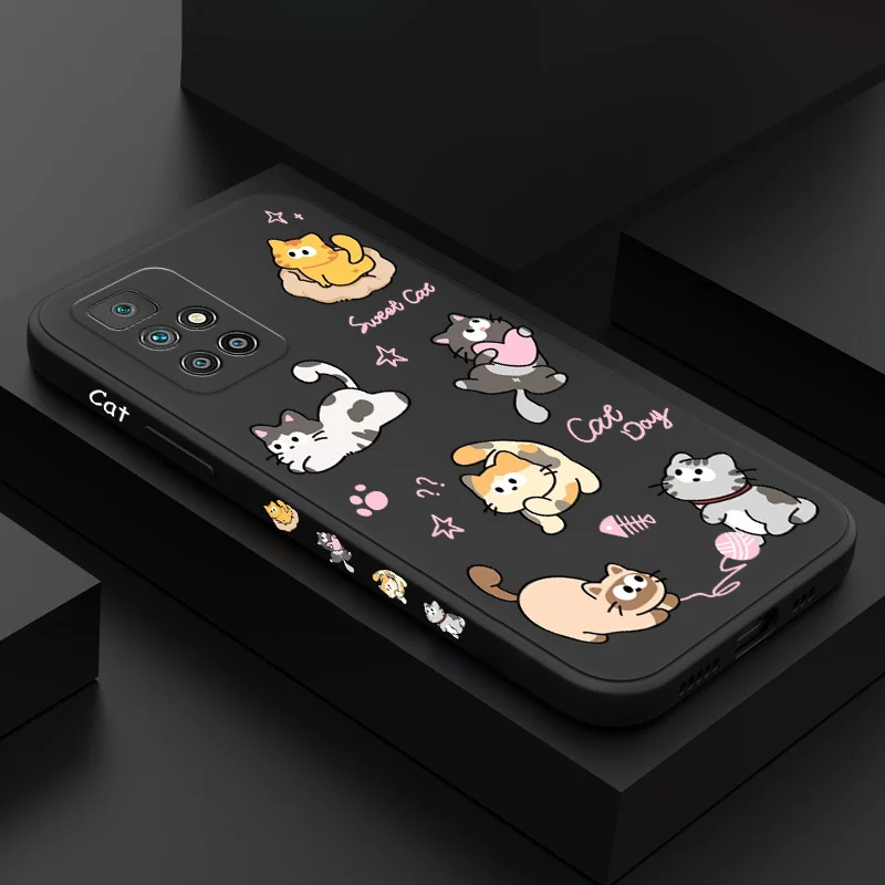 Etui na telefon z piłeczkami dla kota dla Xiaomi Redmi 13C 12 12C 10 10C 10A 9 9T 9A A1 Pro Plus 4G 5G płynny silikonowy pokrowiec