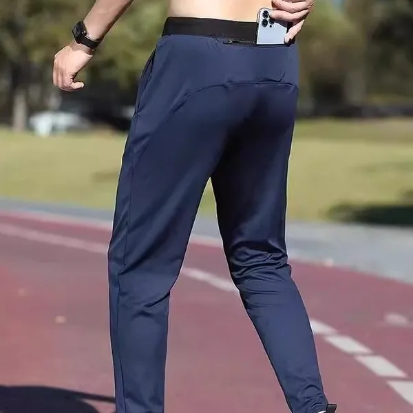 Men's Gym Fitness Pants 2026 Summer Running Quick Dry Breathable with Elastic Drawstring Waist 2 Side Pockets Exercise Gym