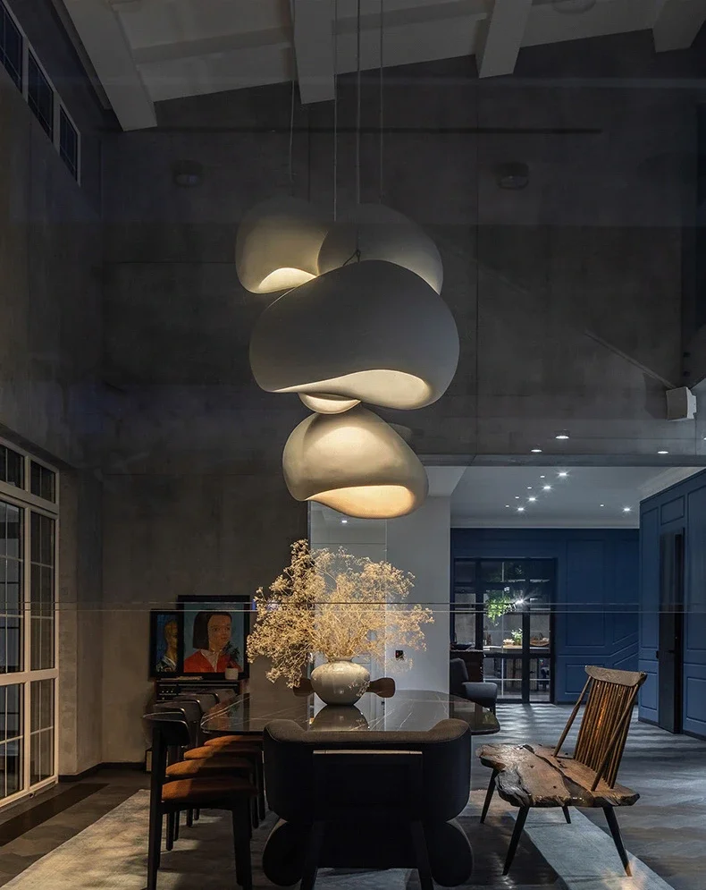 2025Nordique minimaliste créatif Wabi Sabi pendentif lumières Restaurant salle suspendue chambre LED plafond Lustre Lustre suspendu La