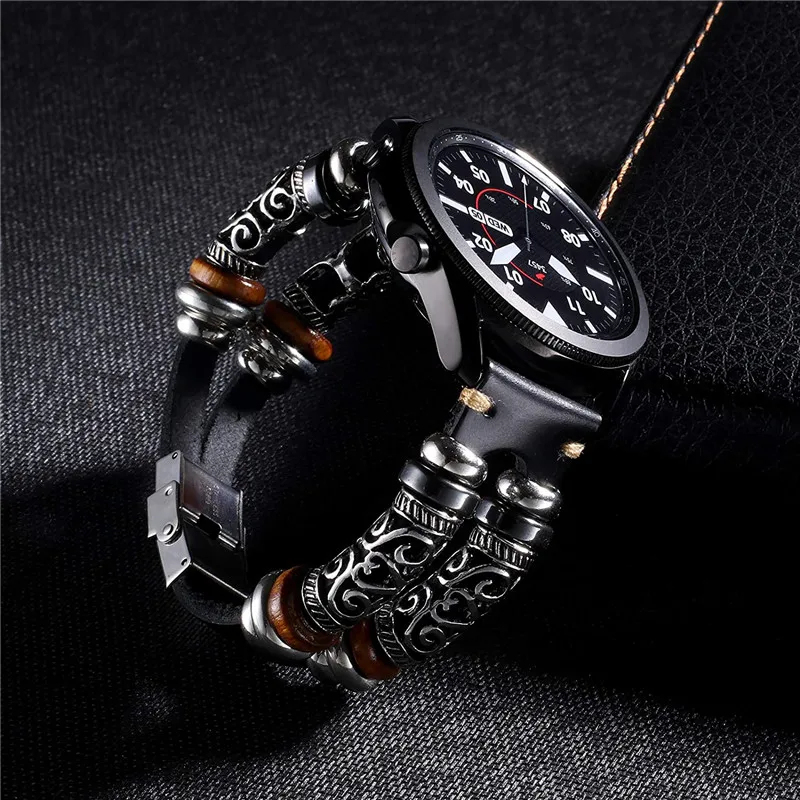 22MM Leather Genuine Retro Handmade Band For Huawei Watch GT2 46mm GT 2 Pro/2e Strap Samsung Galaxy Watch 5 4 3 Active 2 44-40mm