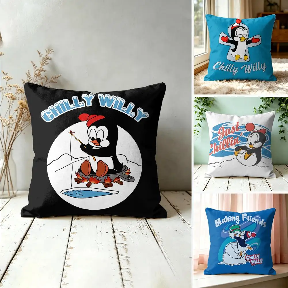 C-Chilly Willy Cartoon Cute Cushion Cover Square Decorative Throw Pillow 40x40cm For Sofa Bedroom Living Room Home Decor
