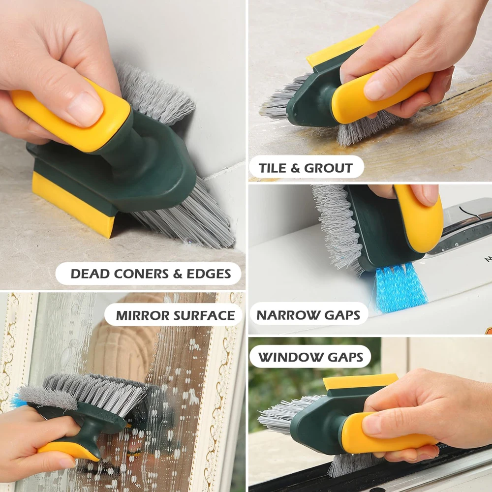 4 in 1 Brush Squeegee for Gap Groove Cleaning Tool Glass Scraper Kitchen Bathroom Floor Tire Cleaner Brushes Home Cleaning Brush