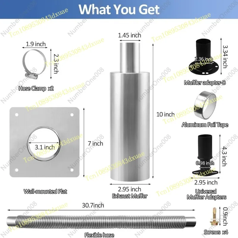 Generator Exhaust Extension Kit with Heat Shield Wall Mount for Safe Compliant Venting Noise Reduction