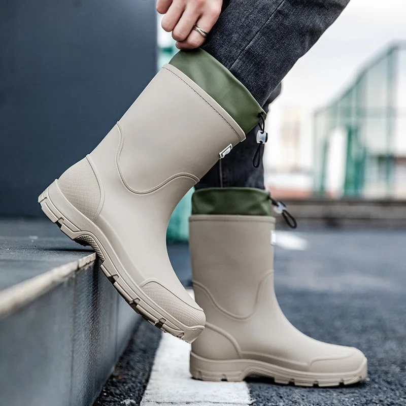 Thick-soled wear-resistant rubber shoes for men and women, mid-calf waterproof anti-slip fishing construction site rain boots view 4