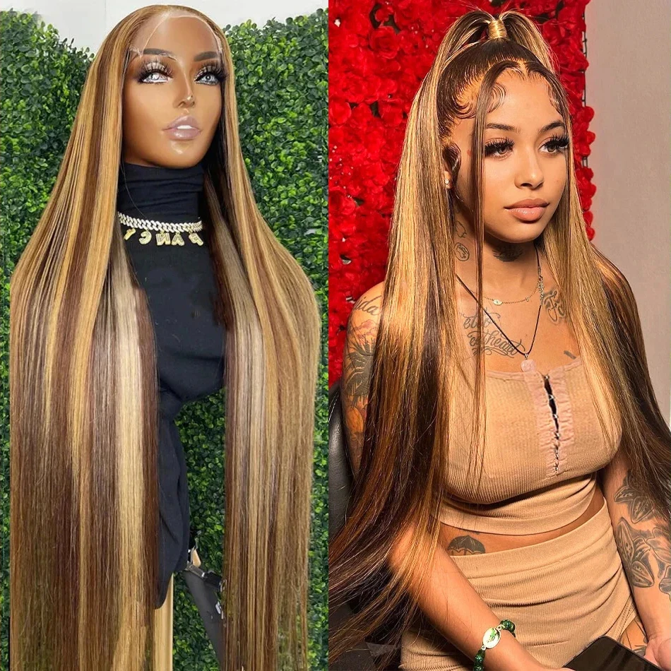 

Highlight Wig 13x6 Hd Lace Frontal Wig Natural Hairline PrePlucked 36 Inch 13x4 Honey Blonde Straight Lace Front Wigs Human Hair