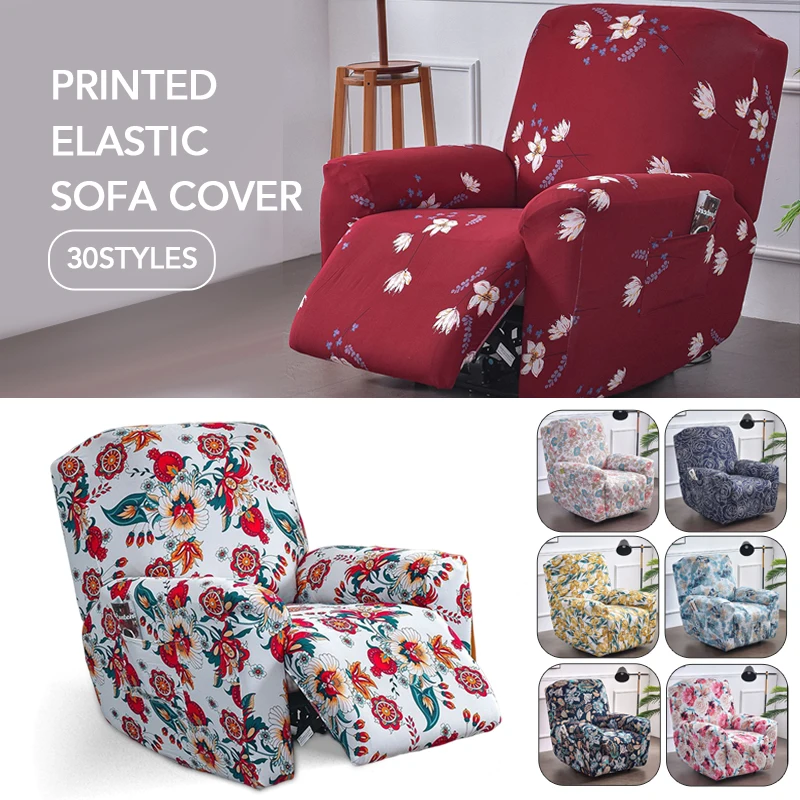 

Stretch Recliner Slipcovers Printed Sofa Cover Lazy Boy Chair Covers Furniture Protector with Side Pocket for Rocking Recliner