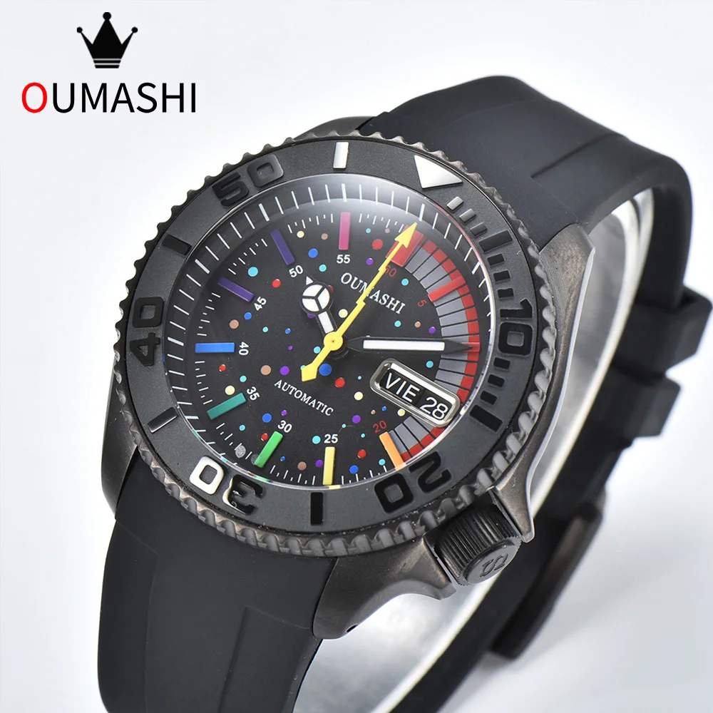 SKX007 Man Watch Luxury Watch with NH36/35 Automatic Movement Sapphire Crystal Dual Calendar Custom Logo Silicone Strap for Men