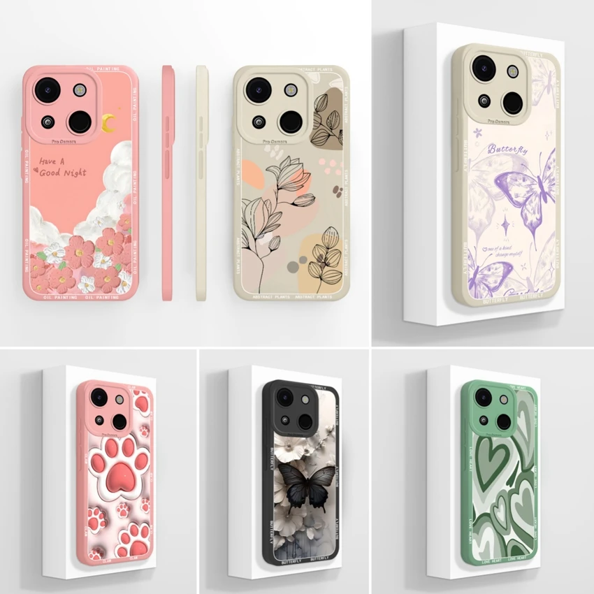 

Case For itel A06 A05s Pretty Purple Butterfly Phone Cover Lens Protection Soft Silicone Dustproof Shell For itel A04 Coque Capa