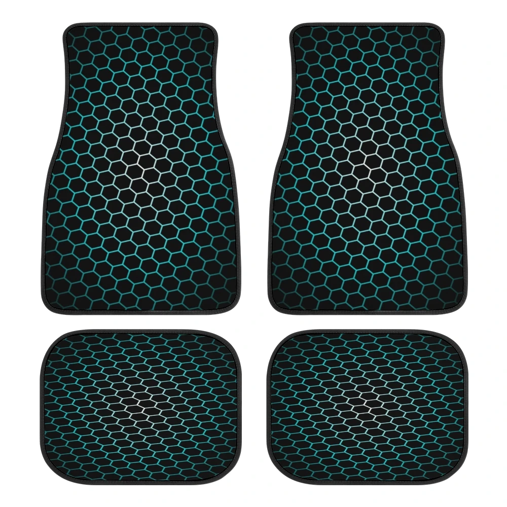 

Honeycomb Hexagon Printed Car Floor Mats Upholstery Accessories Rubber Fits Most Cars Custom Pattern Foot Mats