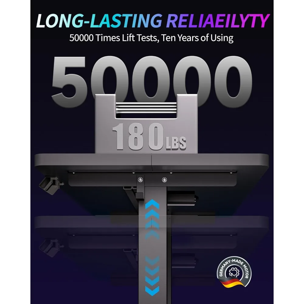 Electric Standing Desk Adjustable Height Computer Desk for Home Office and Gaming, 48x24 inches Black Memory Desks