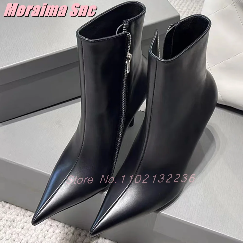

Sexy Pointed Toe Side Zipper Ankle Boots Stiletto High Heel Black Solid Sexy Fashion Women's Short Boots 2025 New Autumn Winter