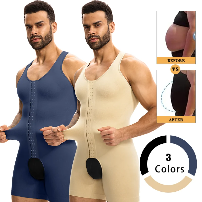 

Мужское премиум-боди с компрессионным эффектом, без рукавов, для коррекции фигуры, с контролем живота, с открытой промежностью, для подтяжки ягодиц, на крючках