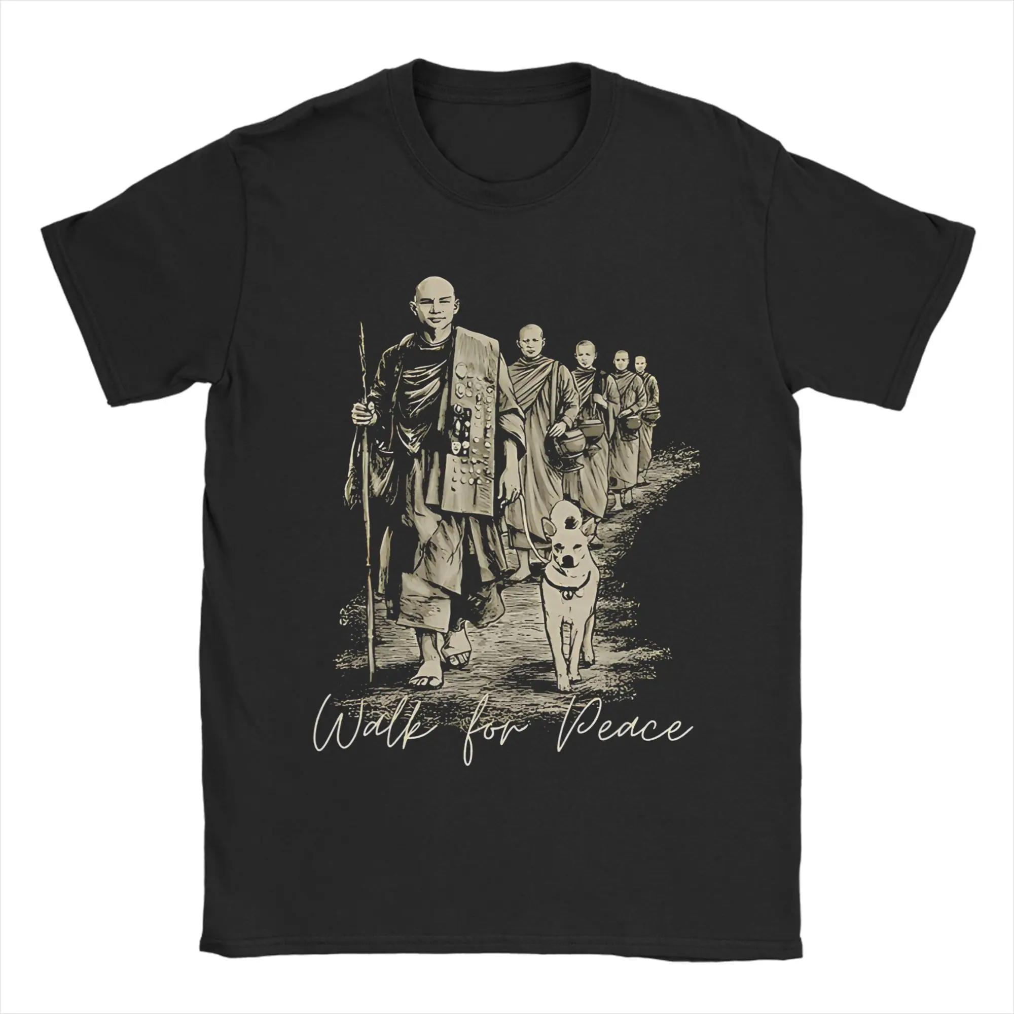 Camiseta Peace Walking Monks y Aloka Dog Walk for Peace, camisetas de moda de verano, camisetas de algodón para hombre, camiseta Y2K de manga corta