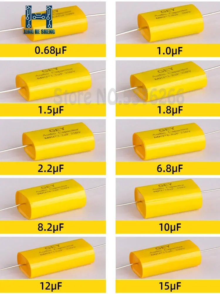 2PCS 0.68uF-47uF 250V 1UF 3.3UF 4.7UF 6.8UF 10UF 22UF  33UF Tweeter Speaker Frequency Divider Crossover Non-Polarity Capacitor