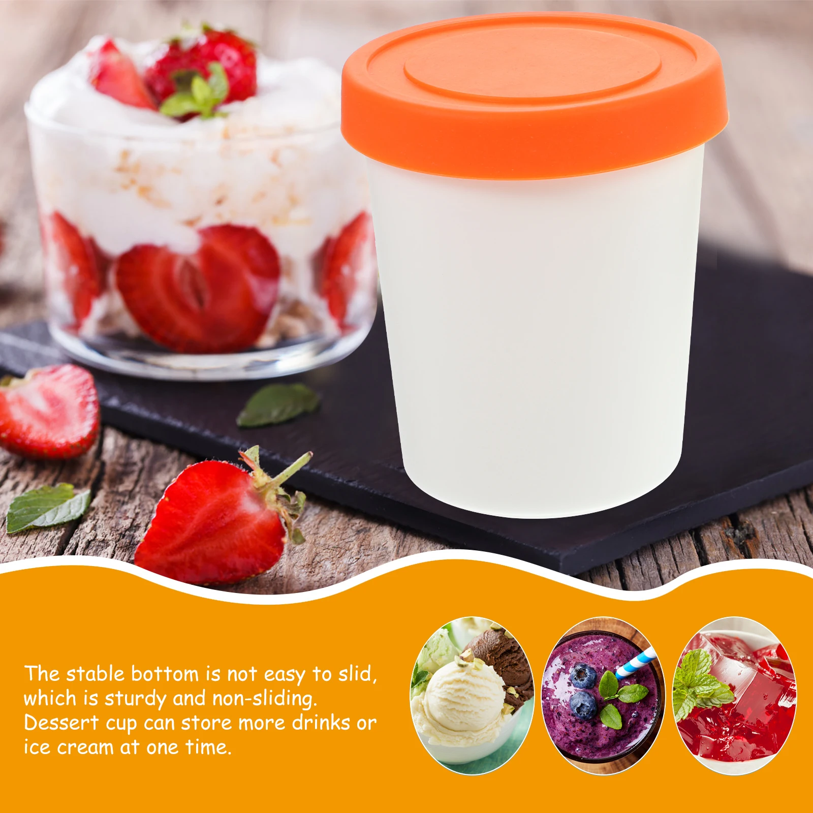 

4 Pcs Ice Cream Containers Reusable Silicone Dessert Cups Freezer Lids Storage Soup Yogurt Stews Home
