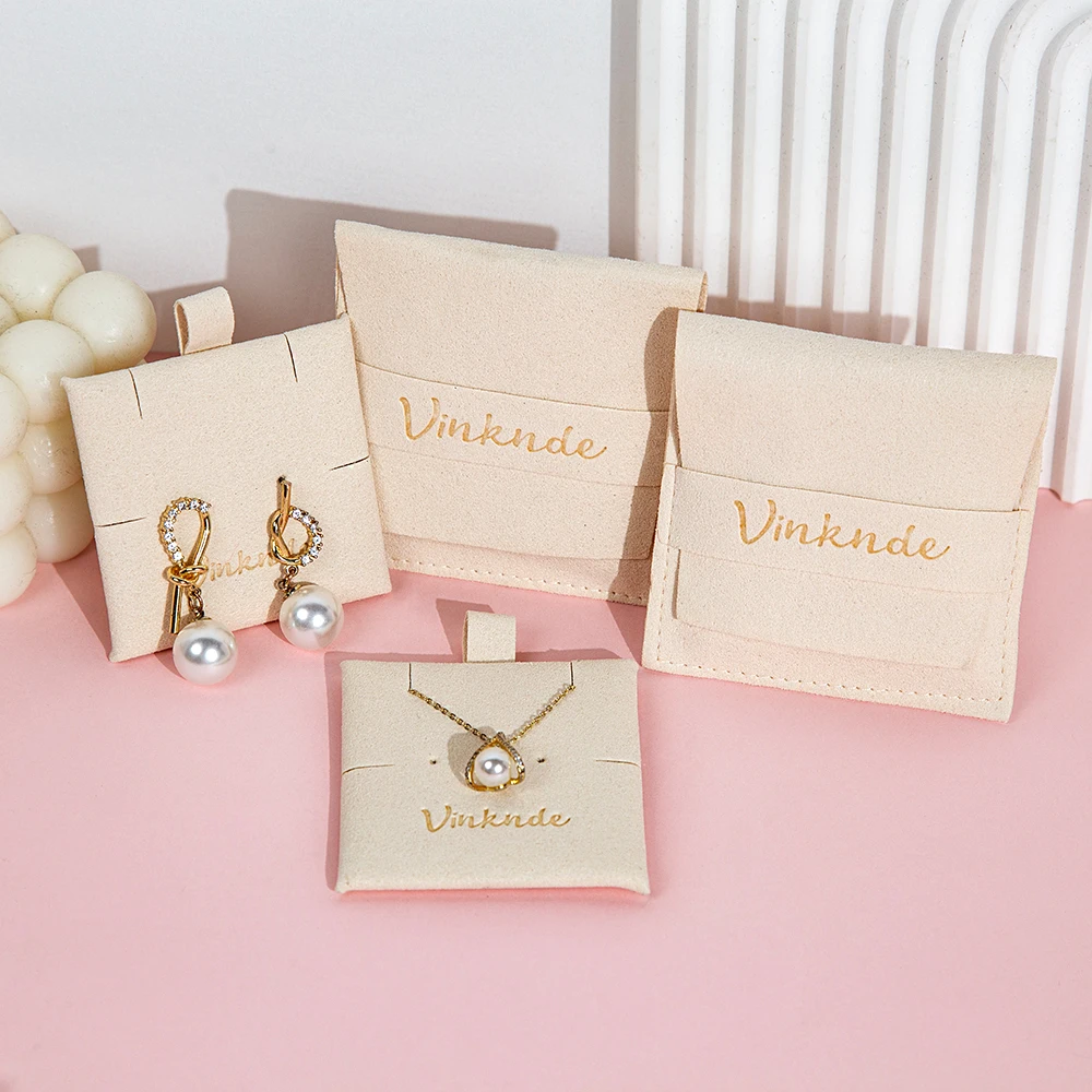 

20/50/100Pcs Luxury Microfiber Jewelry Packaging Pouch Custom Fashionable Style for Necklaces Bracelets Storage Bag With Card