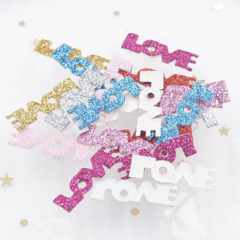 200Pcs 26mm Glitter Leather Fabric Patches \