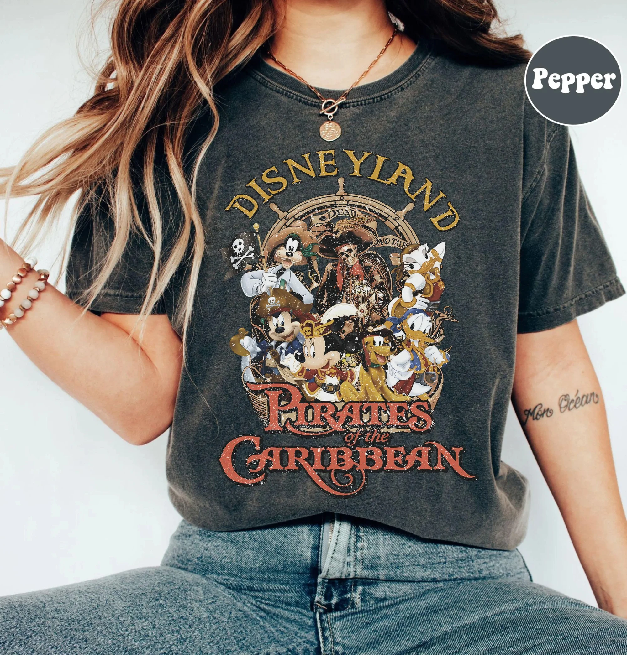 قمصان ديزني الكاريبي الملونة المريحة، قمصان ميكي ماوس الكاريبي، قمصان عالم منتجع عائلة ديزني