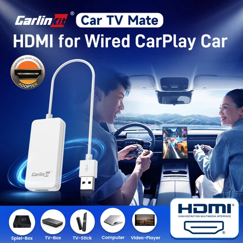 CarlinKit-Convertidor de TV Mate para coche, entrada de vídeo, adaptador HDMI USB para juego Fire TV Stick o decodificador de TV para OEM, CarPlay con cable