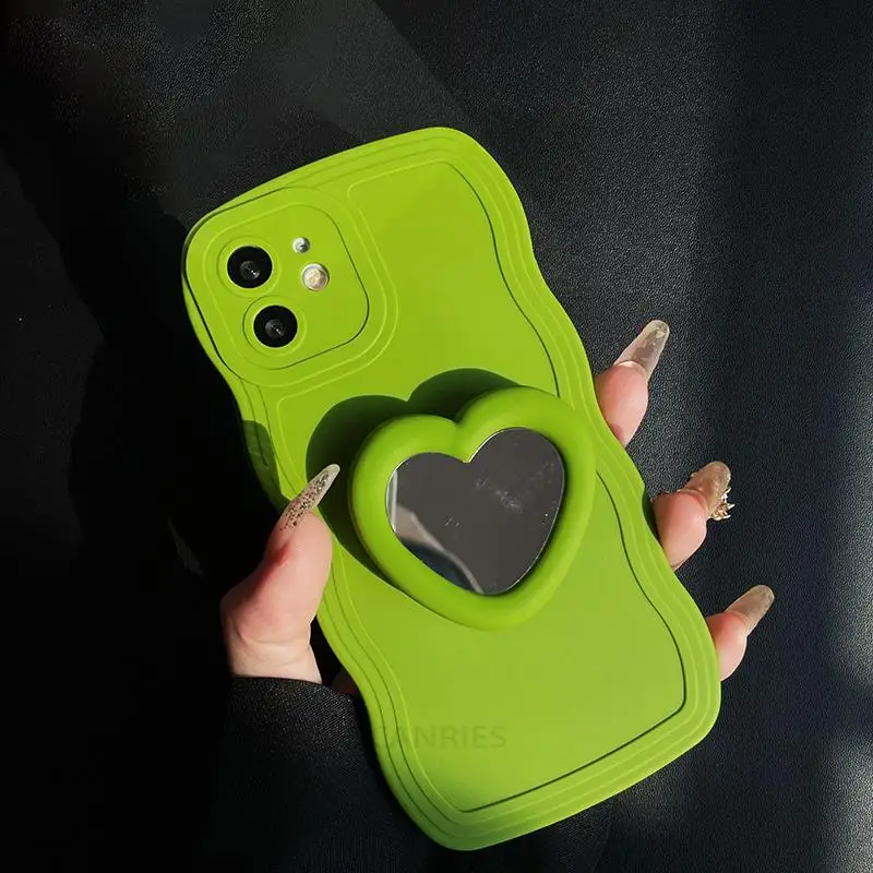 A 52 53 13 Love Heart Holder Curly Wavy Case For Samsung Galaxy A52 A53 A13 A23 A33 A72 A73 A72 A32 4g 5g Stand Silicone Cover