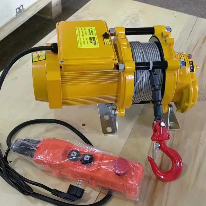 

Fast electric winch 220v 60 hz. 400 kg mini winch with 30 m 60 m wire electric hoist for traction and suspension