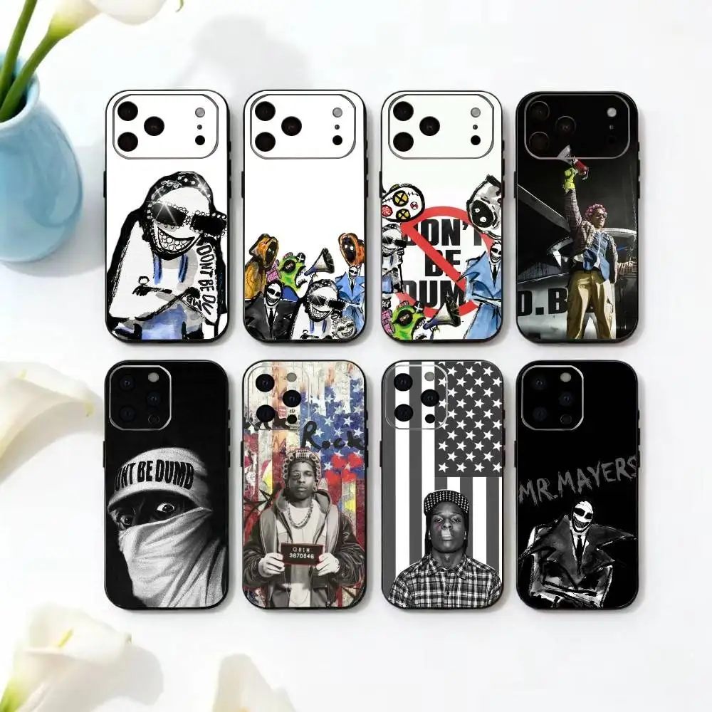 

A-Asap Dont Be Dumb R-Rocky Phone Case For iPhone 17,16,15,14,13,12,11 Plus,Pro Max,XS,Soft Silicone Black Cover