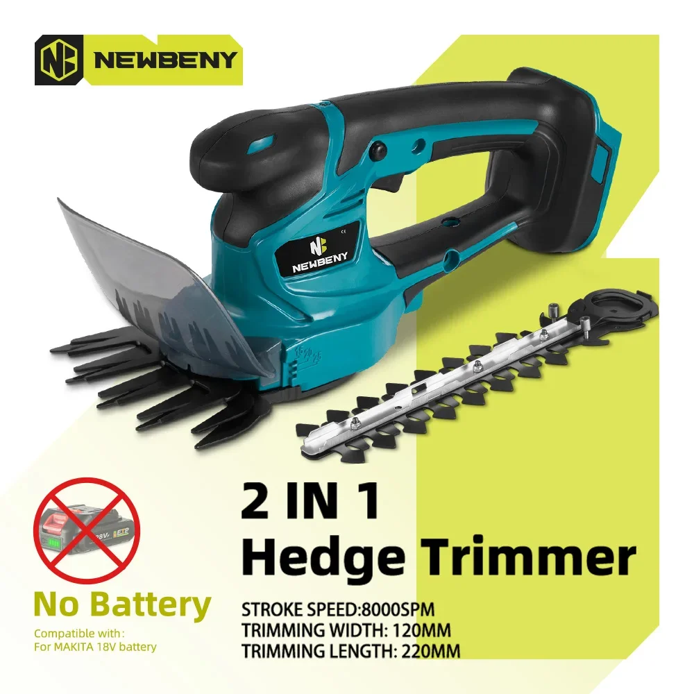 NEWBENY 2 IN 1  Electric Hedge Trimmer Cordless Household Garden Landscaping  Hedge Trimmer Power Tool For Makita 18V Battery