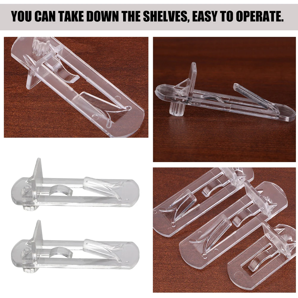 

10 Pcs Shelf Support Clips Transparent Plastic Layer Plate Holder Cabinet Shelf Brackets Kitchen Garage Easy Install