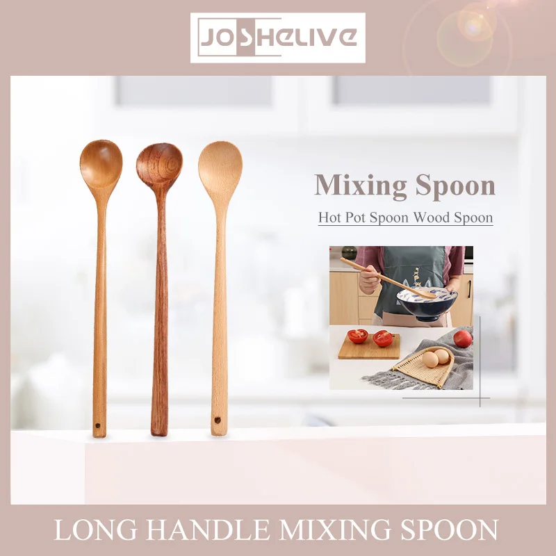 Hot Pot Spoon Coffee Tea Stirring Spoons Soup Cooking Spoons Long Handle Wooden Spoon For Cooking Tableware Tools Table Spoon