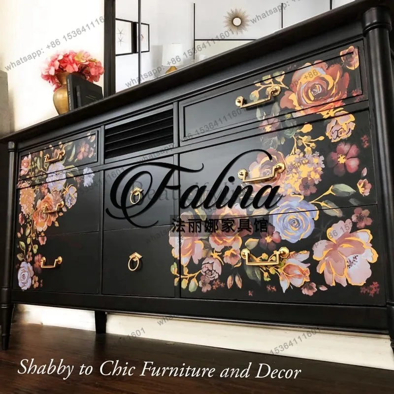 French entry foyer cabinet living room solid wood decoration dresser cabinet light luxury chest cabinet