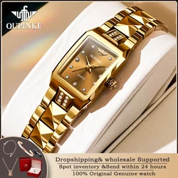 Oupinke 3246 Wolfraam Staal Dameshorloge Luxe Merk Zwitserse Quartz Horloge Elegant Diamant Waterdicht Dames Armband Set Horloge