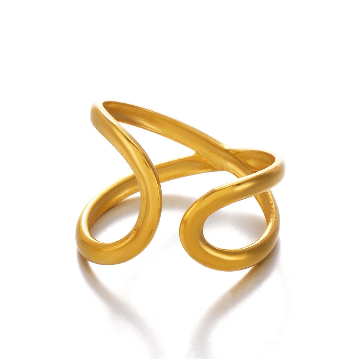Gold Plated Irregular Line Cutout Rings Hip Hop Minimalist Geometric Adjustable Ring For Women Bold Statement Jewelry Gift