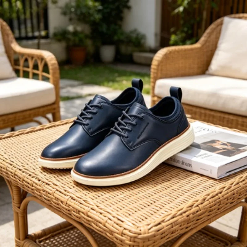 

Men's Leather Shoes PU Fabric Spring and Autumn Brown Men's Casual Shoes Black Comfortable Classic Walking Shoes Flat Bottom